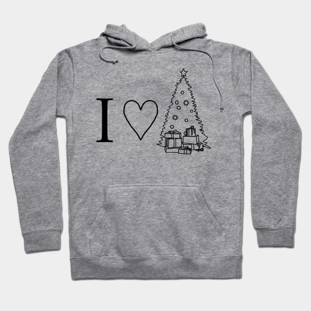 I Love Christmas Minimal Line Drawing Hoodie by ellenhenryart